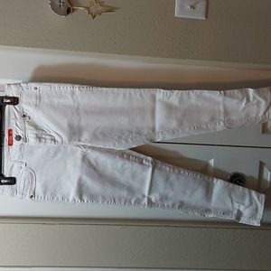 Ladies stretchy white denim jeans